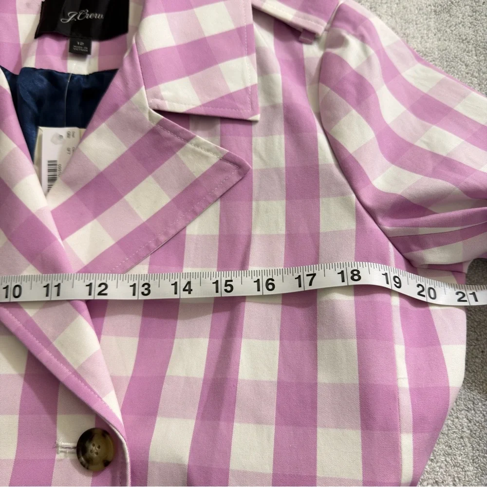 J. Crew Pink Gingham Trench Coat -Size 12-Belted NWT - Picture 11 of 16